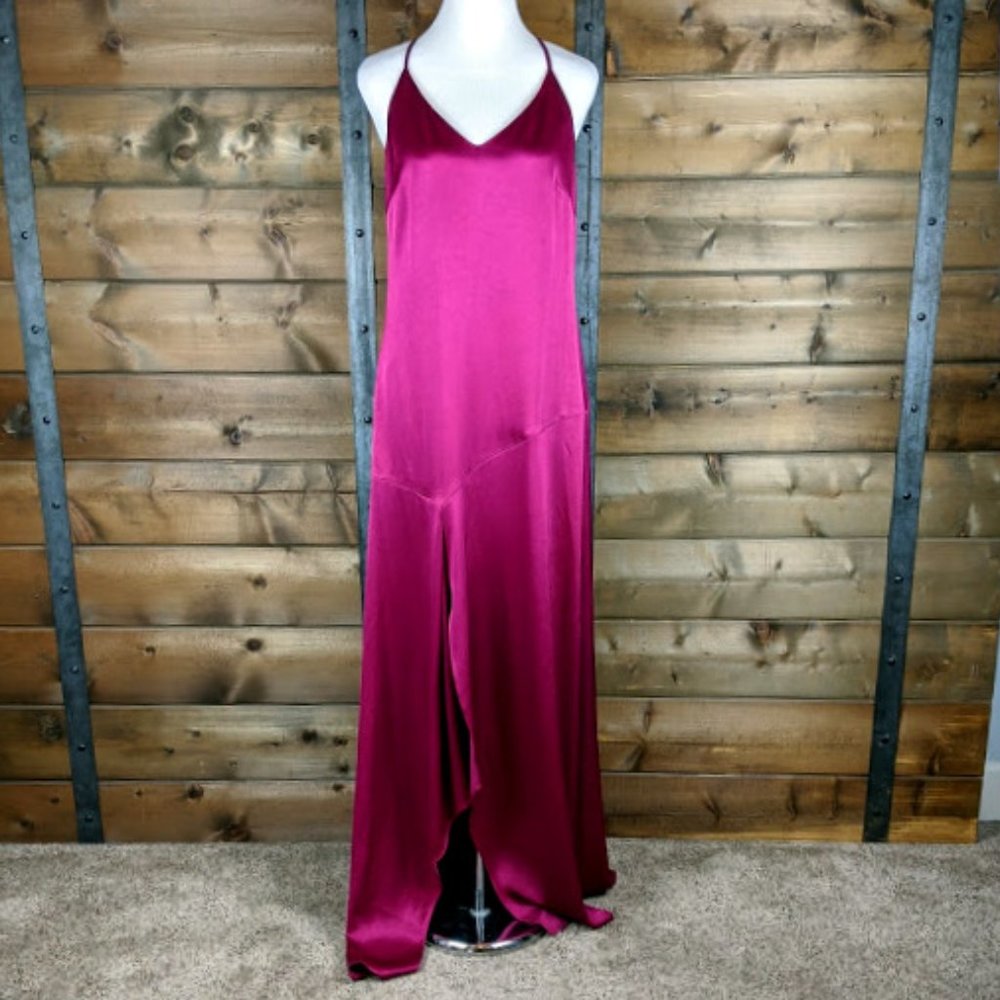 Halston Heritage Wildberry Satin Slip Gown - 10